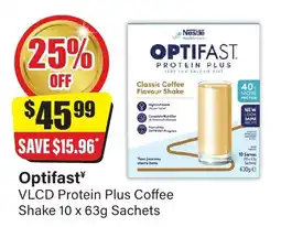 Chemist Discount Centre Optifast VLCD Protein Plus Coffee Shake offer