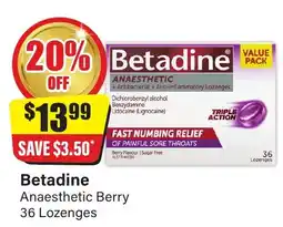 Chemist Discount Centre Betadine Anaesthetic Berry 36 Lozenges offer