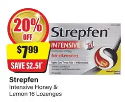 Chemist Discount Centre Strepfen Intensive Honey & Lemon 16 Lozenges offer