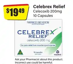 Chemist Discount Centre Celebrex Relief Celecoxib 10 Capsules offer