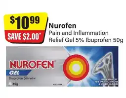 Chemist Discount Centre Nurofen Pain and Inflammation Relief Gel 5% Ibuprofen offer