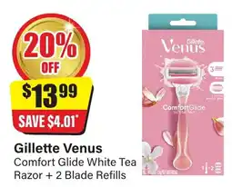 Chemist Discount Centre Gillette Venus Comfort Glide White Tea Razor + 2 Blade Refills offer