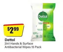 Chemist Discount Centre Dettol 2in1 Hands & Surface Antibacterial Wipes offer