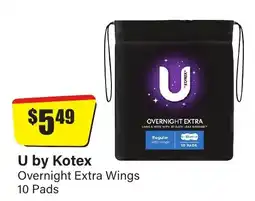 Chemist Discount Centre U by Kotex Overnight Extra Wings offer