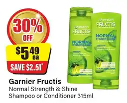 Chemist Discount Centre Garnier Fructis Normal Strength & Shine Shampoo or Conditioner offer