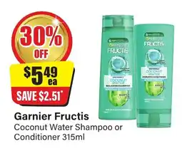 Chemist Discount Centre Garnier Fructis Coconut Water Shampoo or Conditioner offer