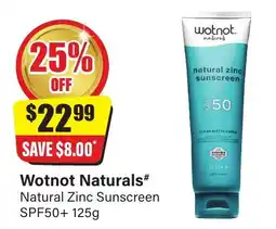 Chemist Discount Centre Wotnot Naturals# Natural Zinc Sunscreen SPF50+ offer