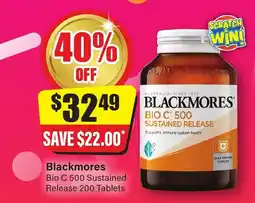 Chemist Discount Centre Blackmores Bio C 500 Sustained Release 200 Tablets offer