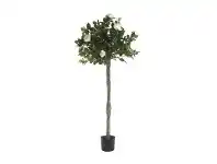 LivingStyles Artificial Rose Topiary Tree, White Flower, 140cm offer
