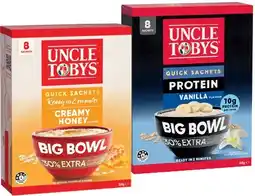 IGA Uncle Tobys Big Bowl Oats Quick Sachets Selected Varieties offer