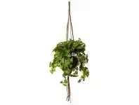 Artificial Pothos Vine in Glass Hanging Pot, Large
