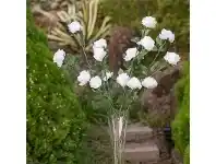 LivingStyles Set of 3 Five Head Artificial Roses - White offer