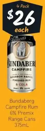 Cellarbrations Bundaberg Campfire Rum 6% Premix Range Cans offer