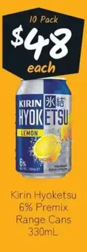 Cellarbrations Kirin Hyoketsu 6% Premix Range Cans offer