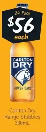Cellarbrations Carlton Dry Range Stubbies offer