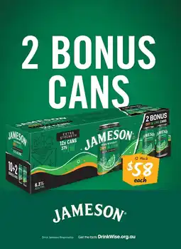 Cellarbrations Jameson irish whiskey dry&lime offer