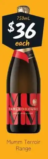 Cellarbrations Mumm Terroir Range offer