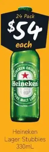 Cellarbrations Heineken Lager Stubbies offer