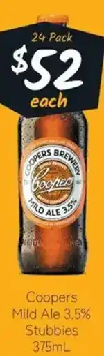 Cellarbrations Coopers Mild Ale 3.5% Stubbies offer