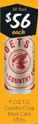 Cellarbrations P.O.E.T.S. Country Crisp Block Cans offer