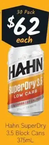 Cellarbrations Hahn SuperDry 3.5 Block Cans offer