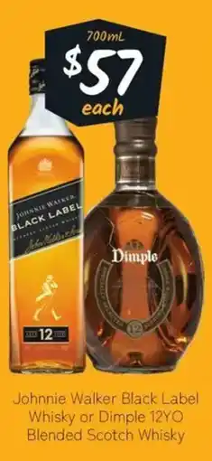 Cellarbrations Johnnie Walker Black Label Whisky or Dimple 12YO Blended Scotch Whisky offer