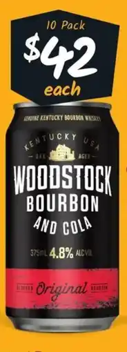 Cellarbrations Woodstock & Cola 4.8% Premix Cans 375mL offer