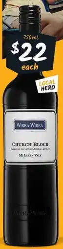 Cellarbrations Wirra Wirra Church Block Range offer