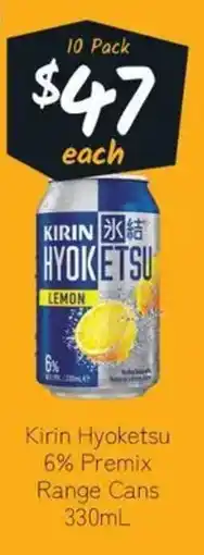 Cellarbrations Kirin Hyoketsu 6% Premix Range Cans offer