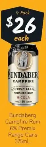 Cellarbrations Bundaberg Campfire Rum 6% Premix Range Cans offer