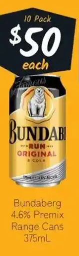 Cellarbrations Bundaberg 4.6% Premix Range Cans offer