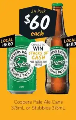 Cellarbrations Coopers Pale Ale Cans or Stubbies offer