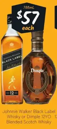 Cellarbrations Johnnie Walker Black Label Whisky or Dimple 12YO Blended Scotch Whisky offer