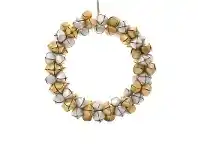 LivingStyles Reindeer Bell Wreath, 60cm, Gold / Silver offer