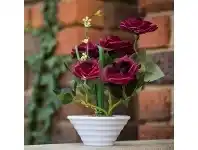 Artificial Roses in Pot - Red