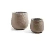 LivingStyles Bozelia 2 Piece Poly Cement Urn Pot Set, Brown offer