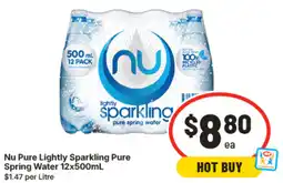 IGA Nu Pure Lightly Sparkling Pure Spring Water offer