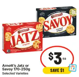 IGA Arnott's Jatz or Savoy offer