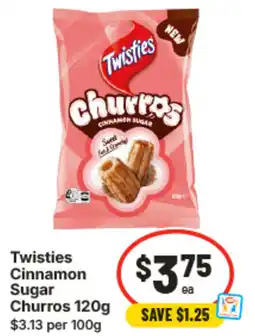 IGA Twisties Cinnamon Sugar Churros offer