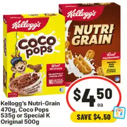 IGA Kellogg's Nutri-Grain , Coco Pops or Special K Original offer