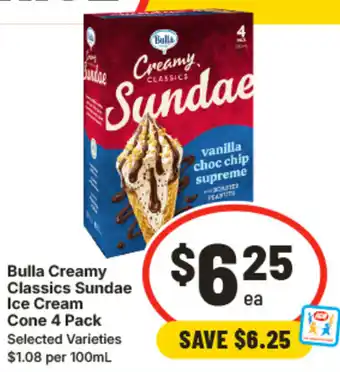 IGA Bulla Creamy Classics Sundae Ice Cream Cone offer