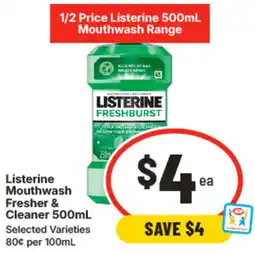 IGA Listerine Mouthwash Fresher & Cleaner offer