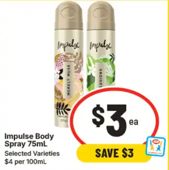 IGA Impulse Body Spray offer