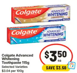 IGA Colgate Advanced Whitening Toothpaste offer