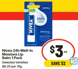 IGA Nivea 24h Melt-In Moisture Lip Balm offer