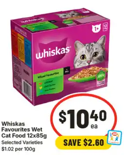IGA Whiskas Favourites Wet Cat Food offer
