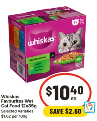 IGA Whiskas Favourites Wet Cat Food offer