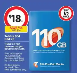 Coles Telstra $54 SIM Kit offer