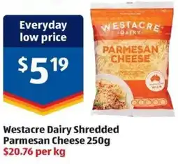 ALDI Westacre Dairy Shredded Parmesan Cheese offer