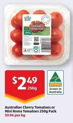 ALDI Australian Cherry Tomatoes or Mini Roma Tomatoes offer